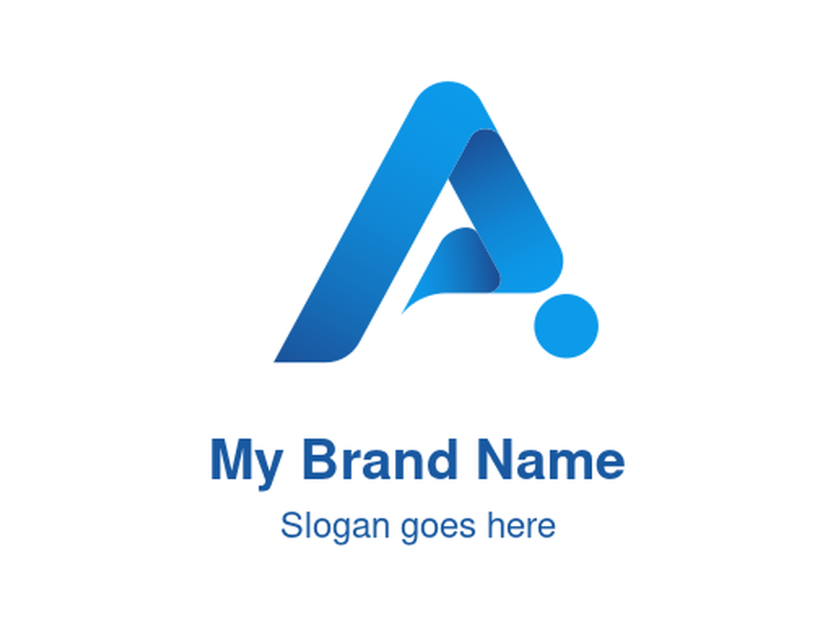 Abstract Gradient Blue Letter A Logo Design - Modern Curved Shape with Dot, Ideal for Digital Solutions, Communication, AI, or Forward-Thinking Technology Brands